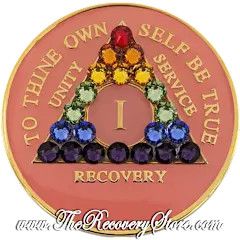 Crystallized Medallion - AA Pink Triangle with Rainbow Crystals