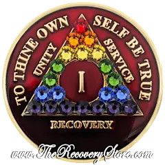Crystallized Medallion - AA Red Triangle with Rainbow Crystals