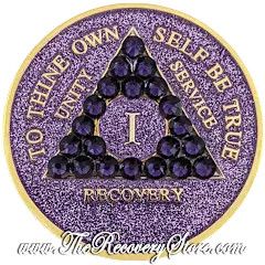 Crystallized Medallion - AA Purple Glitter Triangle with Velvet Crystals