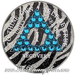 Crystallized Medallion - AA Zebra Glitter Triangle with Blue Zircon Crystals