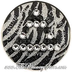 Crystallized Medallion - AA Zebra Glitter Triangle with Diamond &amp; Jet Black Crystals