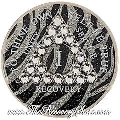 Crystallized Medallion - AA Zebra Glitter Triangle with Diamond Crystals