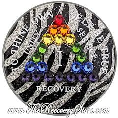 Crystallized Medallion - AA Zebra Glitter Triangle with Rainbow Crystals