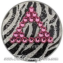 Crystallized Medallion - AA Zebra Glitter Triangle with Rose Crystals
