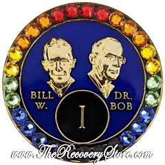 Crystallized Medallion - Bill &amp; Bob Black &amp; Blue with Rainbow Crystals