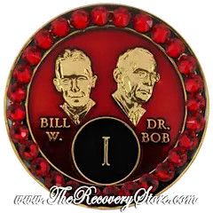 Crystallized Medallion - Bill &amp; Bob Black &amp; Red with Light Siam Crystals