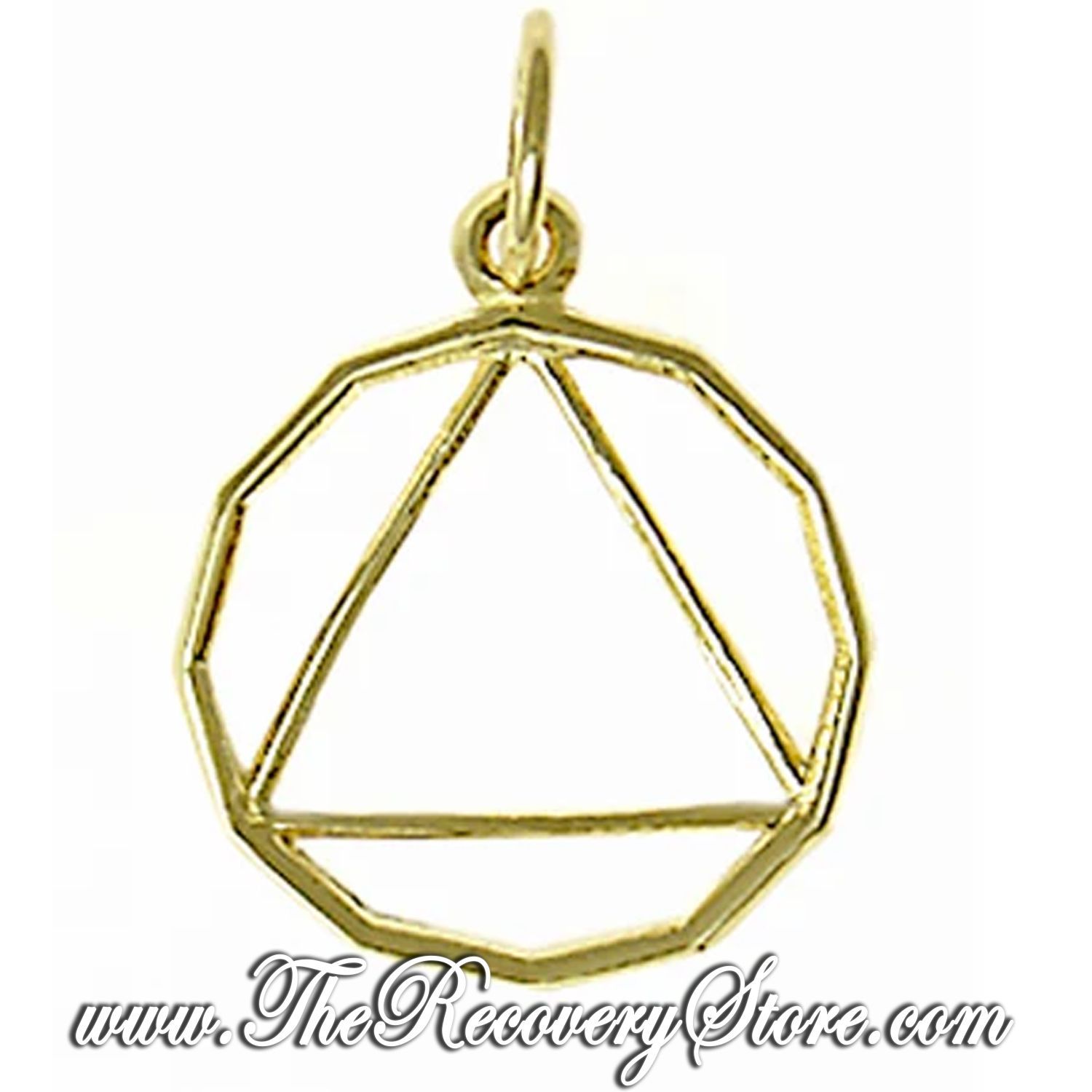 14K Gold 12 Sided Circle Triangle, Medium Size Pendant