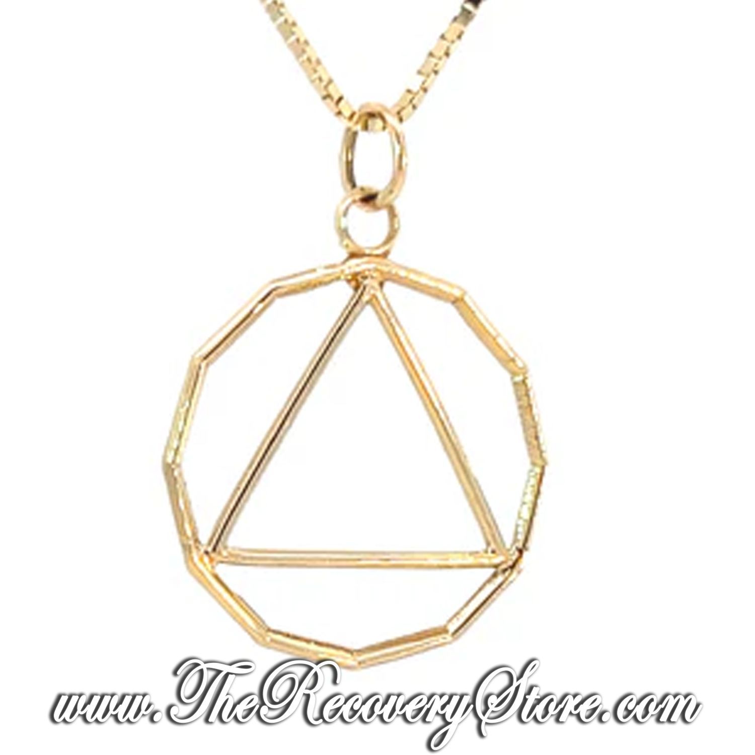 14k Gold 12 Sided Circle Triangle Pendant Large Medium Size