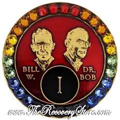 Crystallized Medallion - Bill &amp; Bob Black &amp; Red with Rainbow Crystals