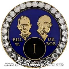 Crystallized Medallion - Bill &amp; Bob Blue with Diamond Crystals