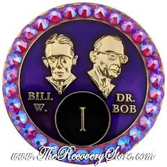 Crystallized Medallion - Bill &amp; Bob Pink &amp; Purple with Light Siam Shimmer Crystals