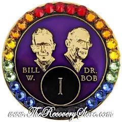 Crystallized Medallion - Bill &amp; Bob Purple with Rainbow Crystals