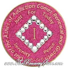 Crystallized Medallion - NA Glitter Pink with White Diamond Crystals