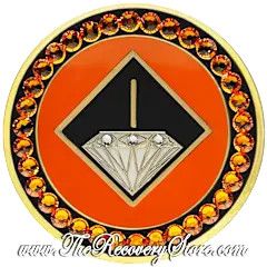 Crystallized Medallion - NA Orange &amp; Black with Tangerine Crystals