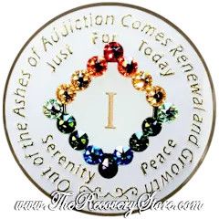 Crystallized Medallion - NA White GLOW in Dark - Rainbow Crystals