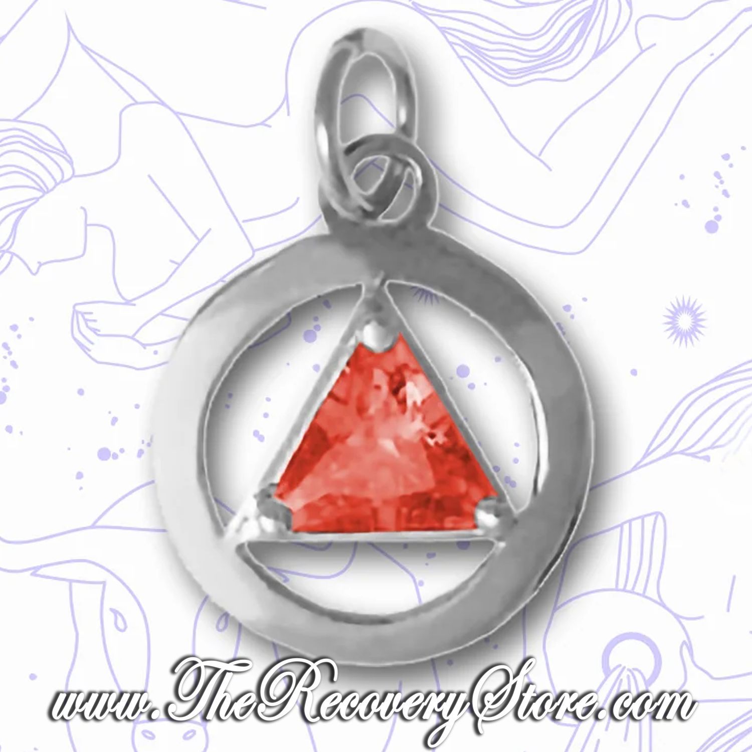 Sterling Silver Medium Size AA Symbol Birthday Pendant, Version: Jan - Garnet