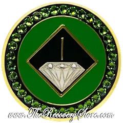 Crystallized Medallion - NA Green And Black with Fern Crystals
