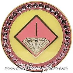 Crystallized Medallion - NA Pink &amp; Cream with Light Rose Crystals