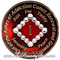 Crystallized Medallion - NA Red with White Diamond Crystals