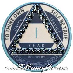 Crystallized Poker Chip - AA Blue Yearly Denim Crystals