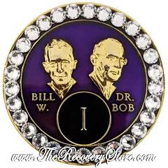Crystallized Medallion - Bill &amp; Bob Purple with Diamond Crystals