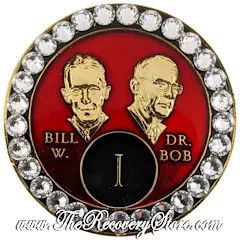 Crystallized Medallion - Bill &amp; Bob Red with Diamond Crystals
