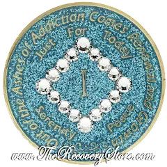 Crystallized Medallion - NA Aqua Glitter with White Diamond Crystals