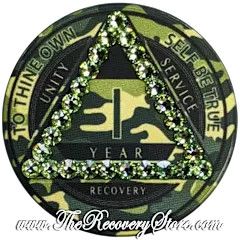 Crystallized Poker Chip - AA Green Camo with Peridot Crystals