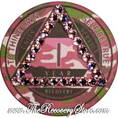 Crystallized Poker Chip - AA Pink Camo - Light Rose Crystals