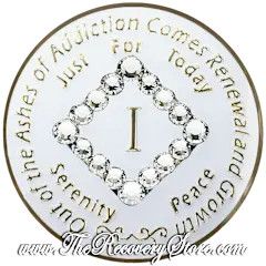 Crystallized Medallion - NA White GLOW in Dark with White Diamond Crystals
