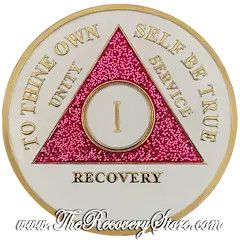 Medallion - AA Triangle Glow-in-the-dark with Pink Glitter