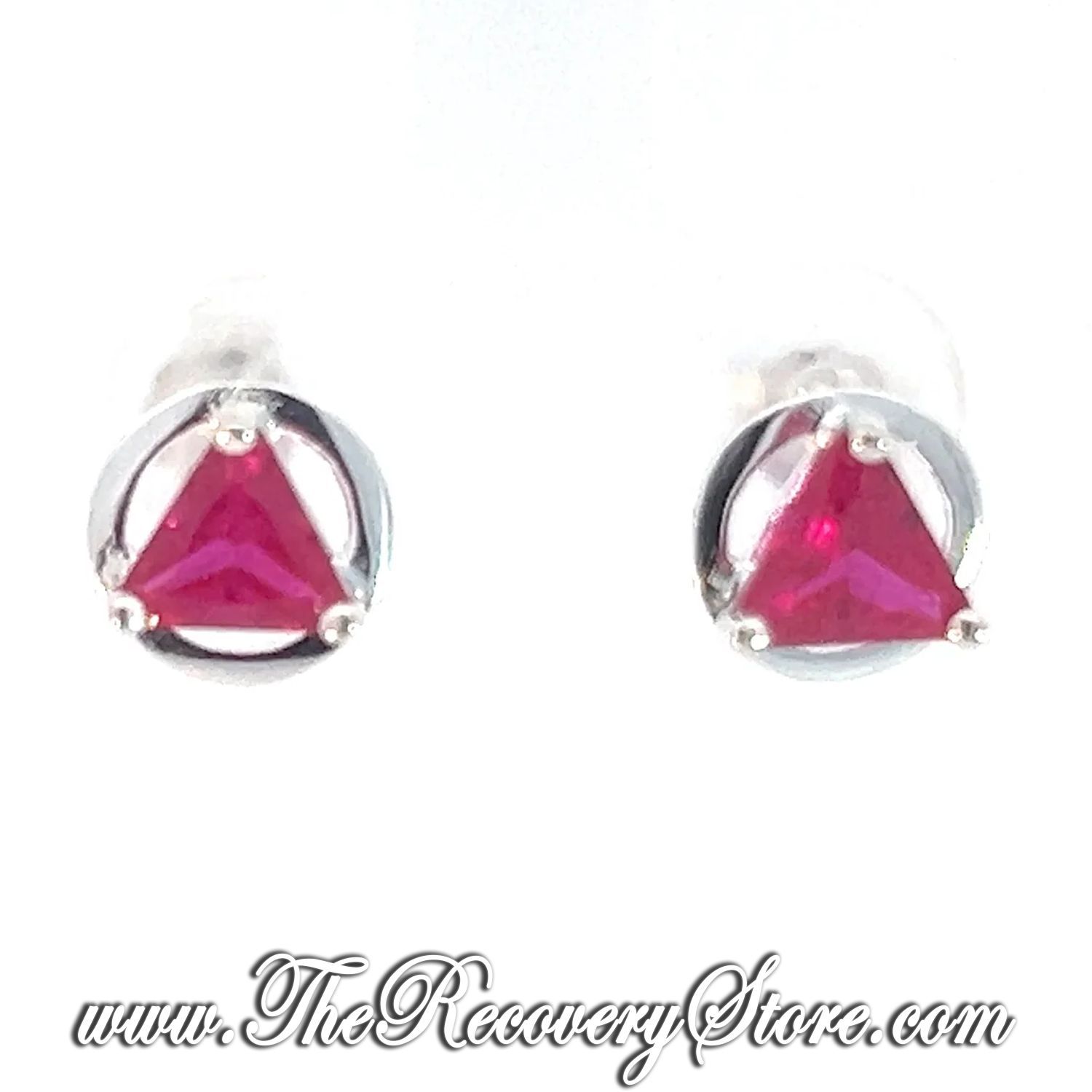 Sterling Silver AA Symbol Monthly Birthstone Earrings, Version: Jan - Garnet