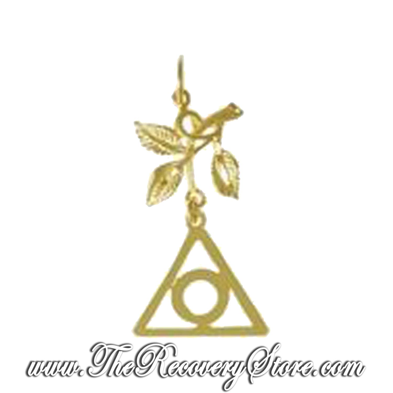 14k Gold Al-Anon Recovery Symbol &amp; 3 Leaves Pendant