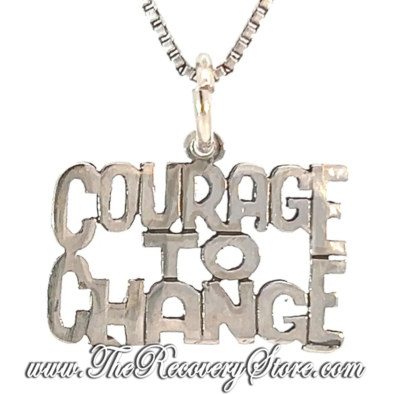 Sterling Silver &quot;COURAGE TO CHANGE&quot; Sayings Pendant