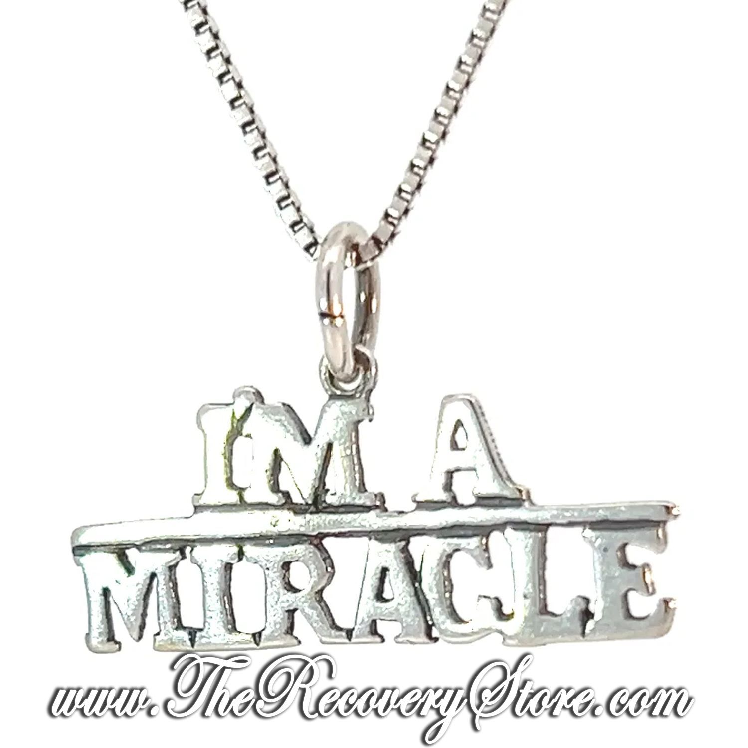 Sterling Silver &quot;I&#39;M A MIRACLE&quot; Sayings Pendant