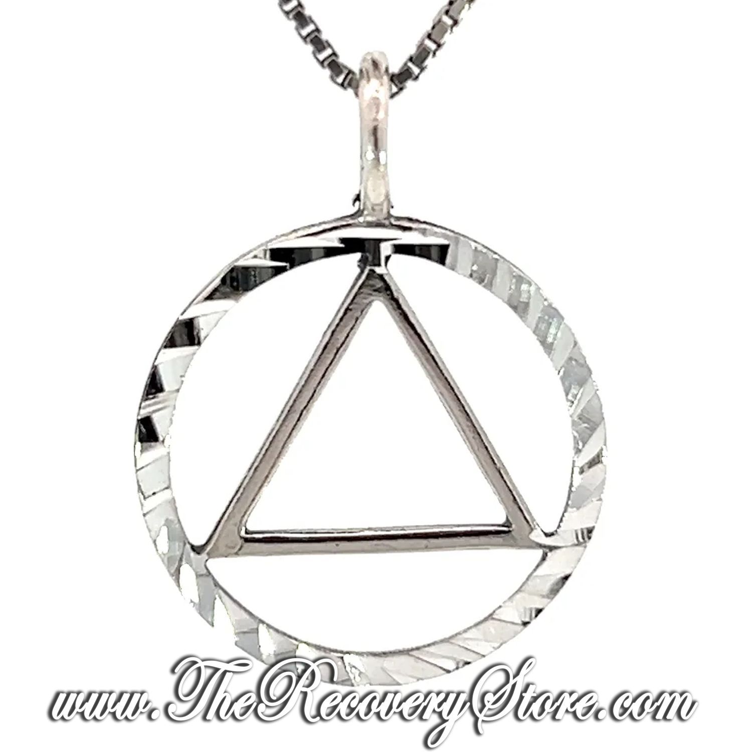 Sterling Silver Circle Triangle Pendant with Diamond Cut Accents Pendant