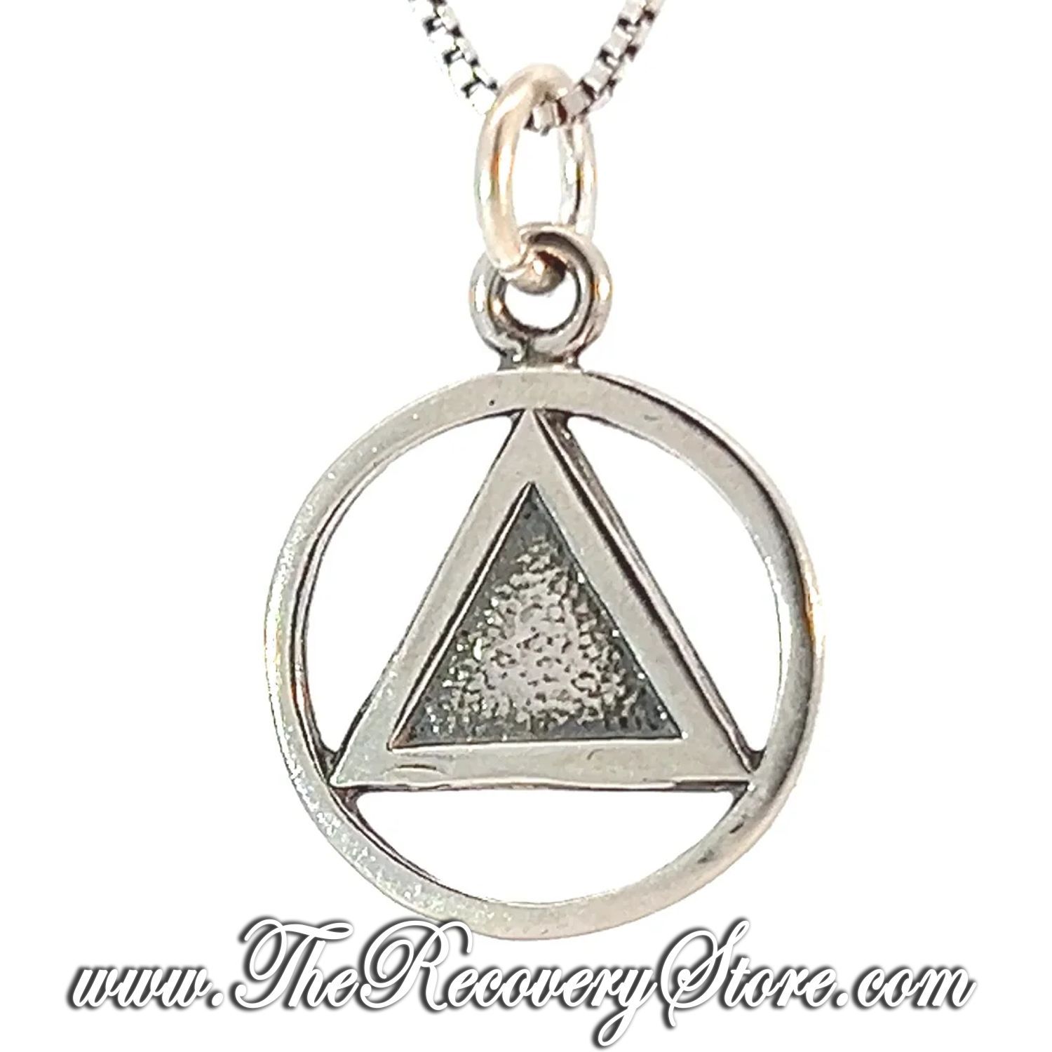 Sterling Silver Textured Triangle Alcoholics Anonymous Pendant
