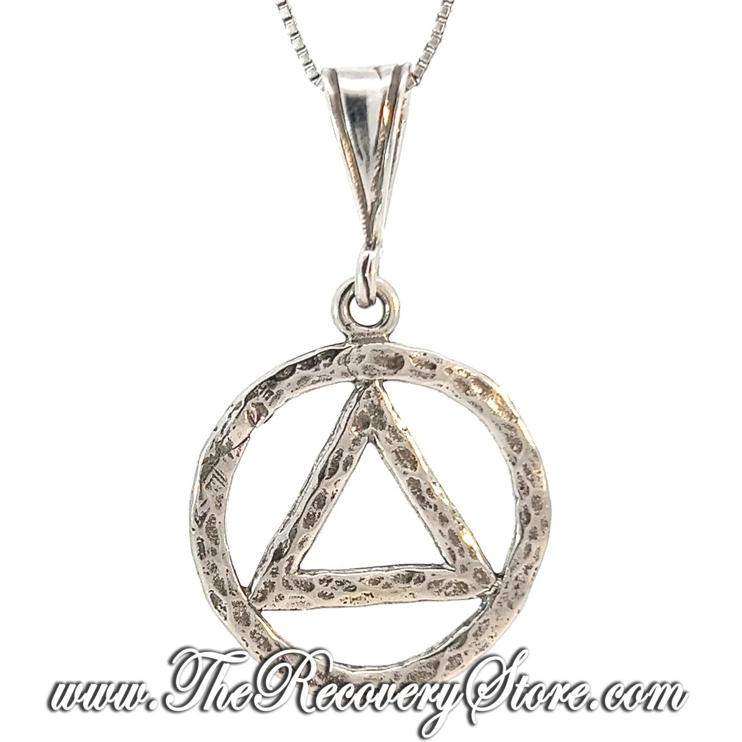 Sterling Silver Thick Hammered Finish AA Symbol Pendant