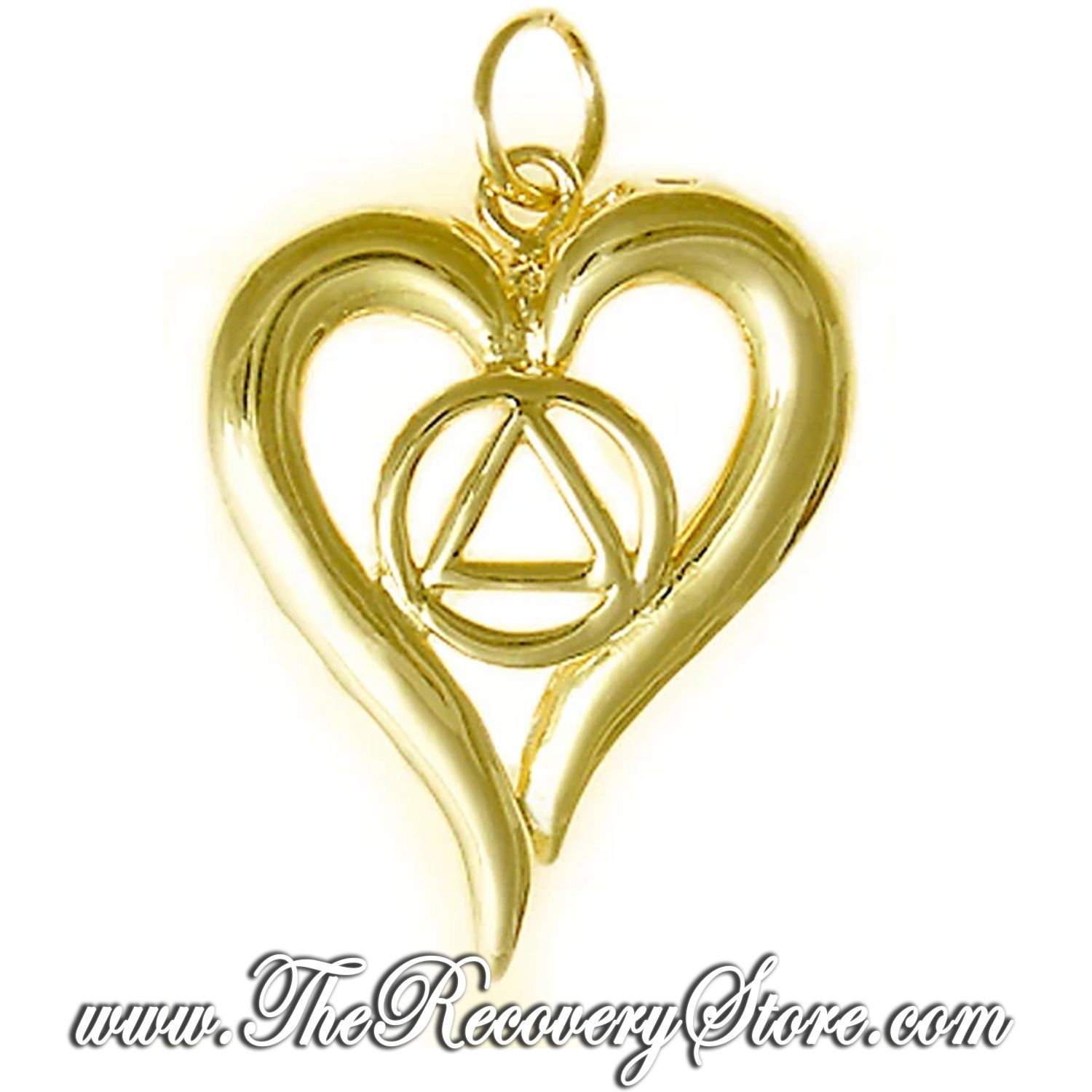 14k Gold AA Symbol in a Open Heart Pendant