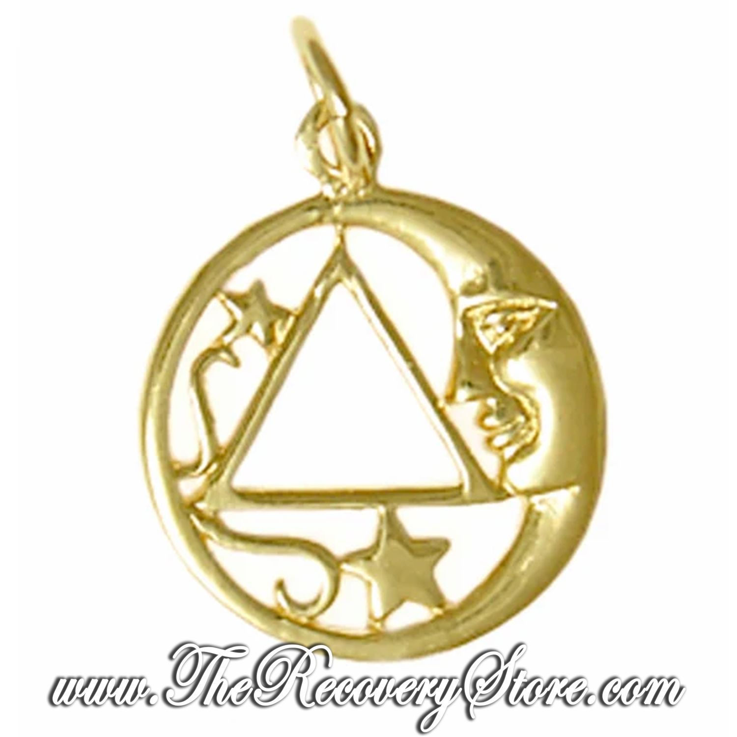 14k Gold AA Symbol Moon and Star Pendant