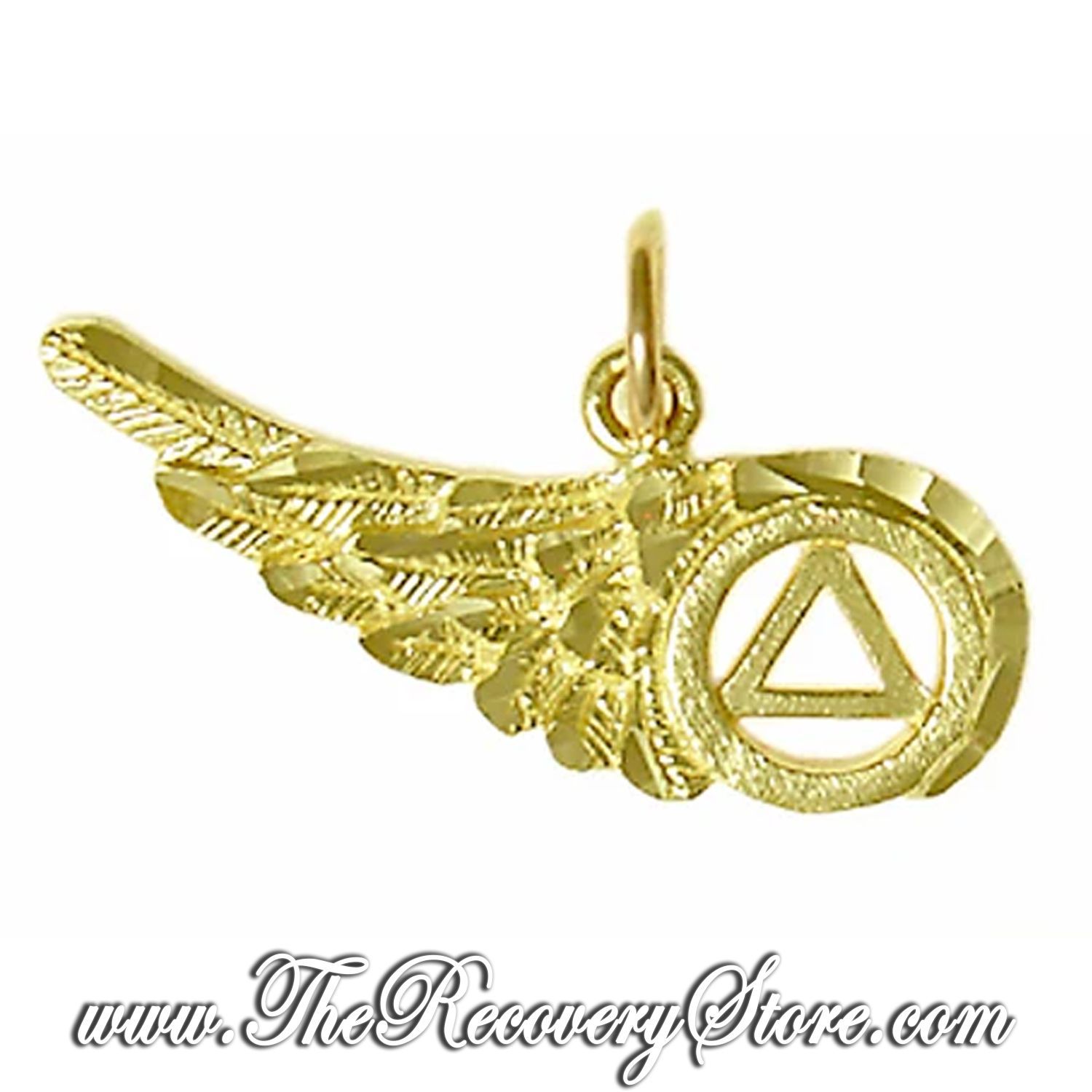 14k Gold AA Symbol on a Beautiful Angels Wing Pendant