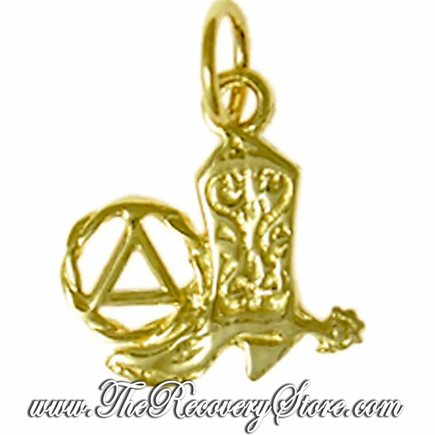 14k Gold AA Symbol with a Cowboy Boot Pendant