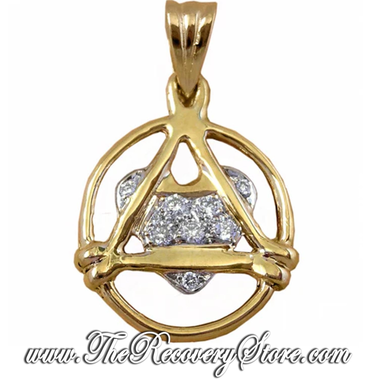 *14k Gold Love &amp; Service Heart with 8 Pavé Diamonds
