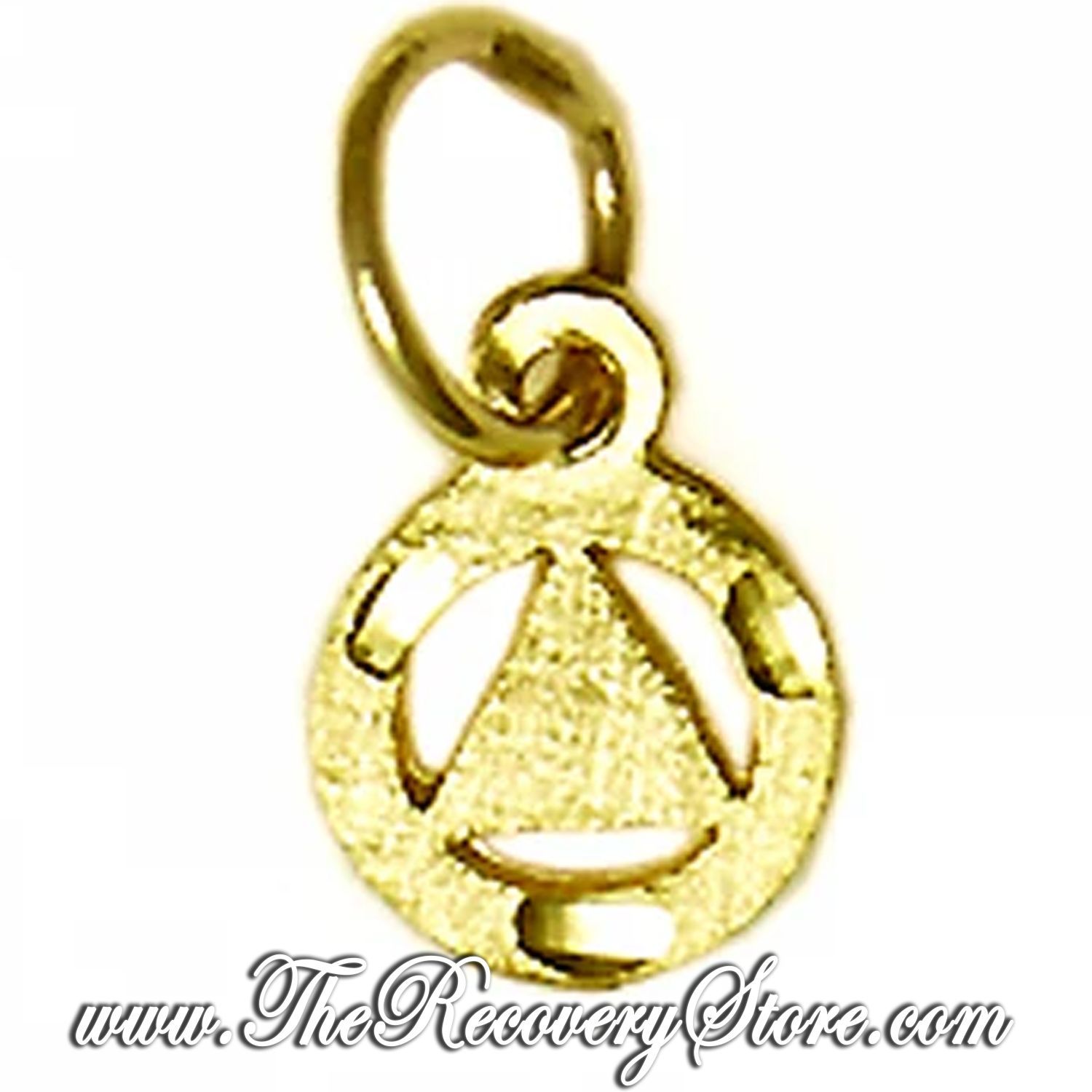 *14k Gold Very Small Diamond Cut Circle with Solid Triangle Pendant