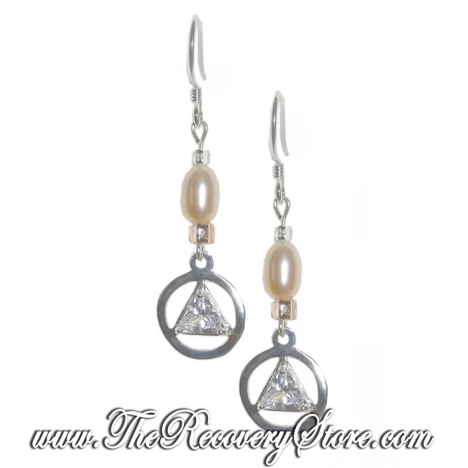 AA Sterling Silver Clear CZ Triangle Beaded Earrings