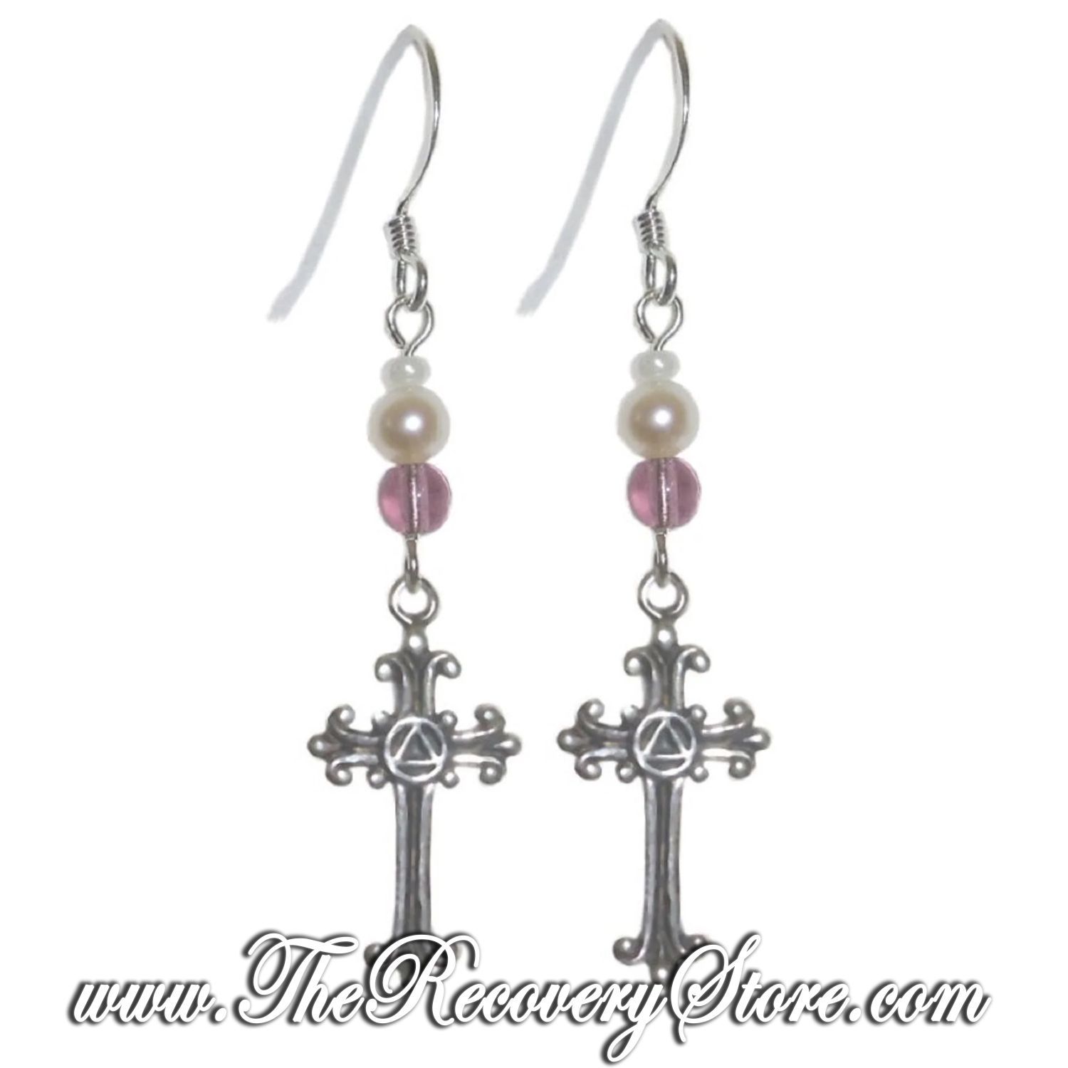 AA Circle Triangle Symbol on a Small Lovely Cross Earrings