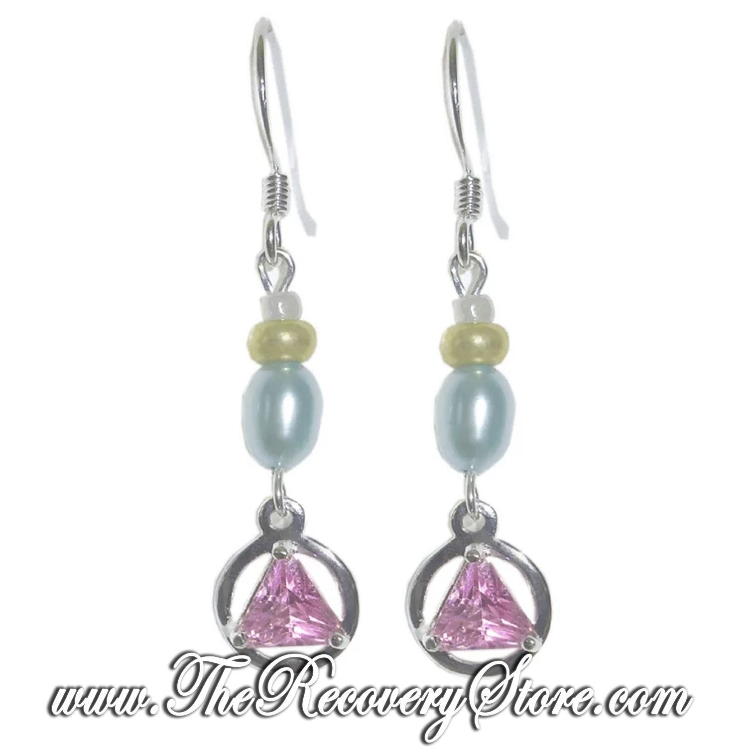 AA Sterling Silver 5mm CZ Triangle Beaded Earrings