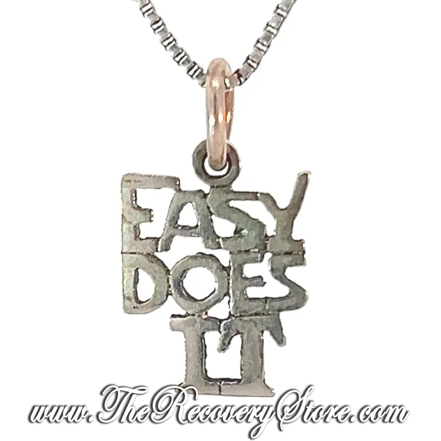 Sterling Silver &quot;Easy Does It&quot; Sayings Pendant