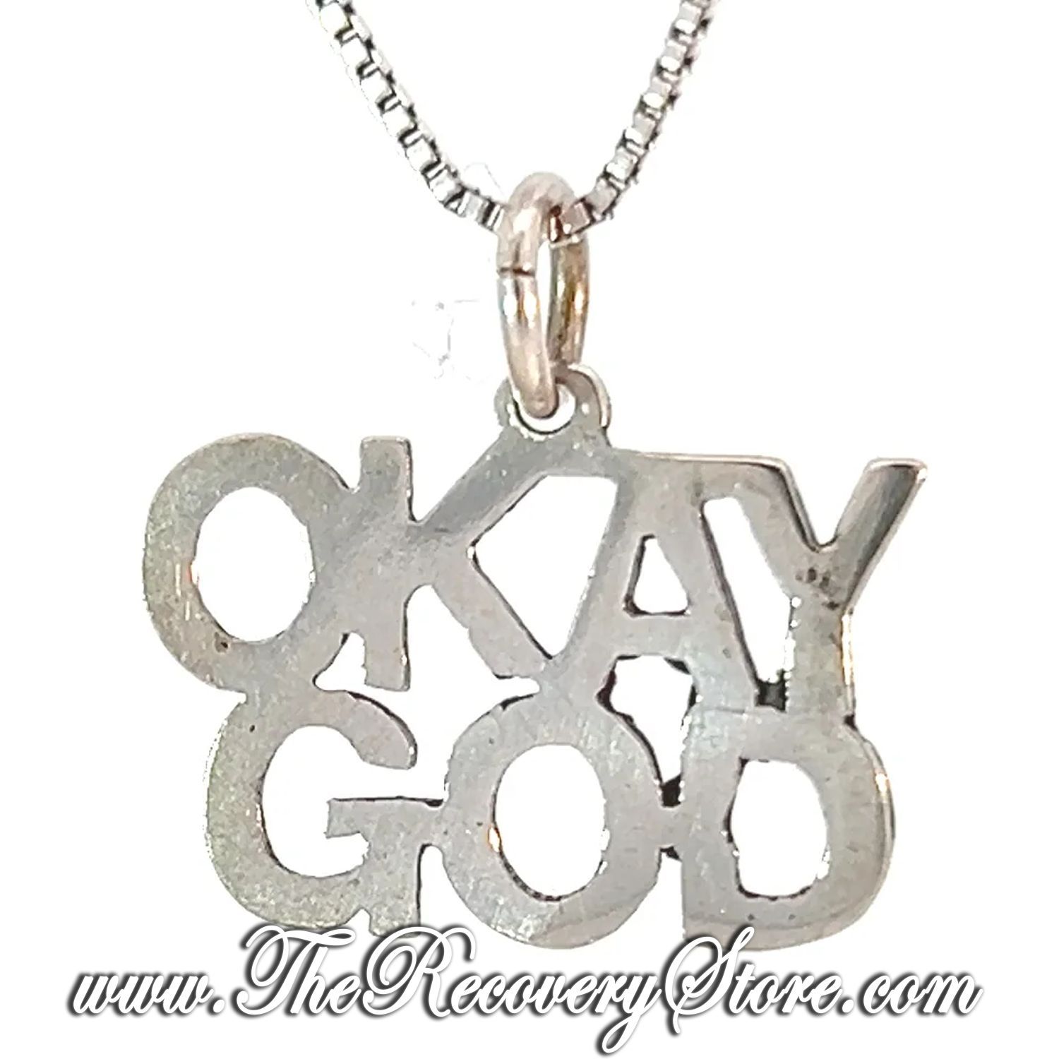 Sterling Silver &quot;OKAY GOD&quot; Sayings Pendant