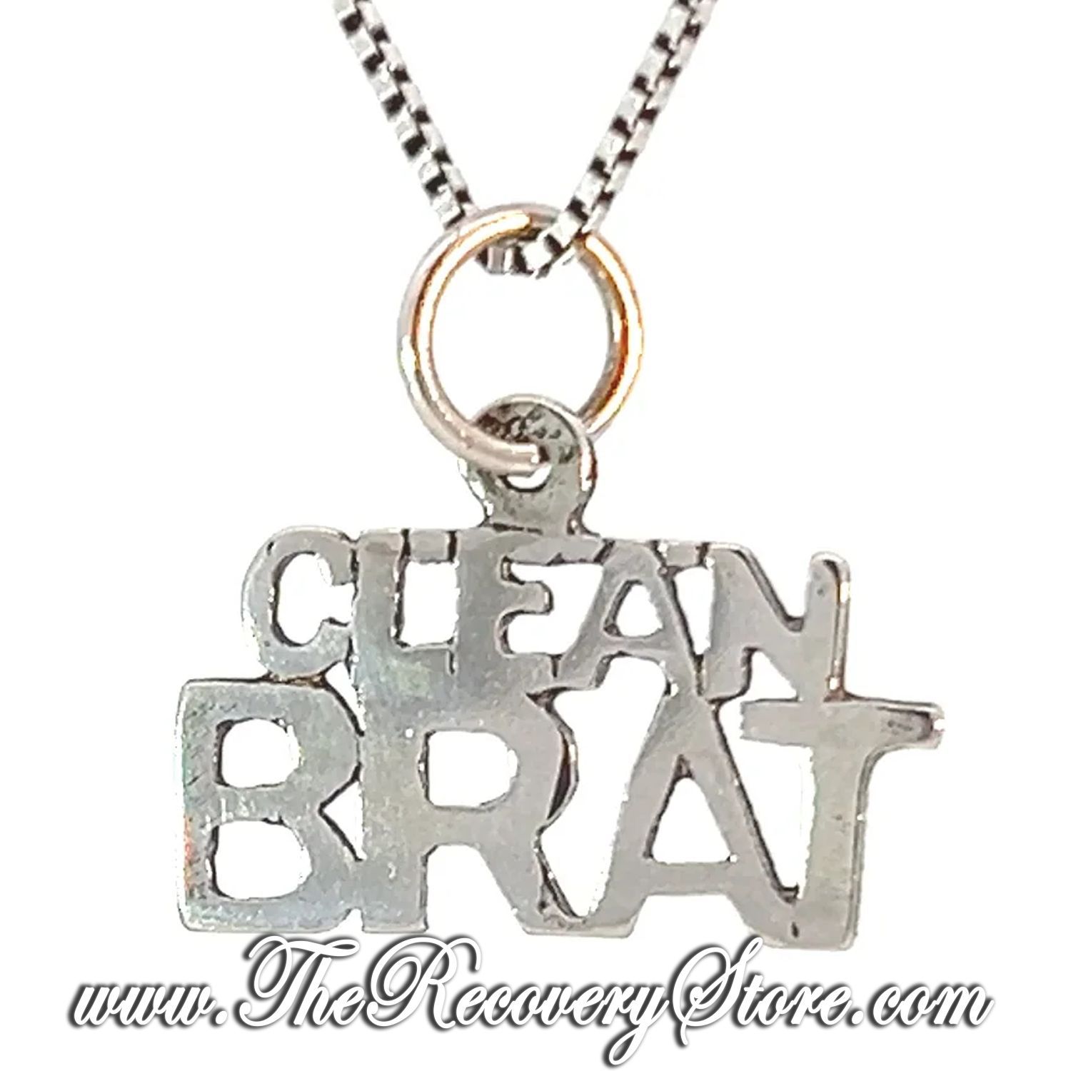 Sterling Silver &quot;Clean Brat&quot; Sayings Pendant